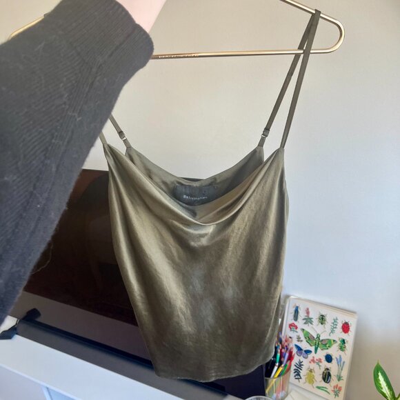 100% Silk 🇺🇸 Made in USA Olive Green Reformation Camisole Tank Top - Picture 4 of 8